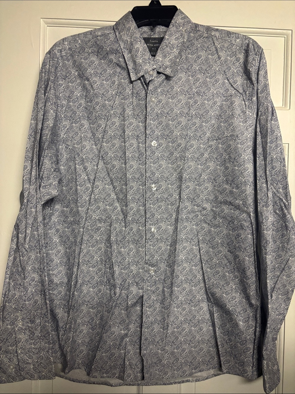 Men's Blue Paisley Long-Sleeve Dress Shirt